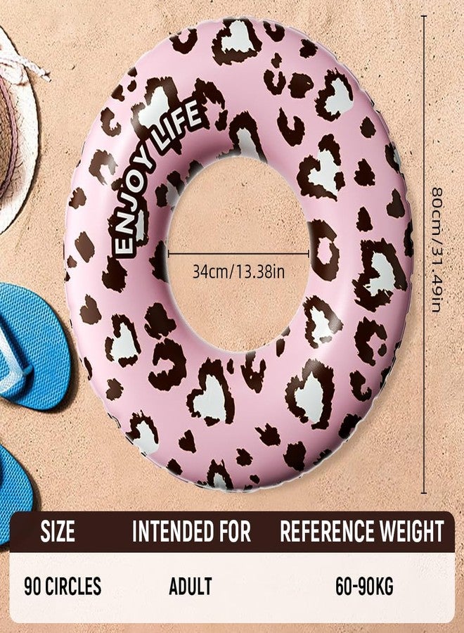 برو بيروس عوامة سباحة للكبار من بروبيروس®، ذاتية النفخ، قطر داخلي 34 سم، مصنوعة من مادة PVC، بتصميم عصري بنقشة جلد النمر الوردي، مناسبة للسباحة في الشاطئ أو المسبح. - Image 2